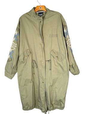 Nanette Lepore Olivine Embroidered Army Anorak Jacket Boho Artsy L